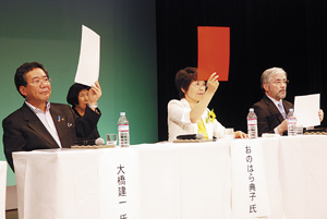 和歌山市長選（25日告示、 ８月１日投開票）に立候補を表明している３氏の公開討論会