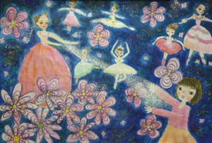 澤田さんの作品「夢のバレリーナ」 - 夢の図画コンクールで黒江小の澤田さんが最優秀賞