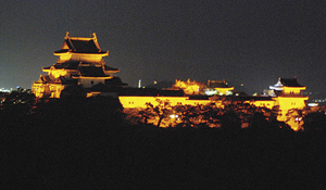 和歌山城がオレンジ色に