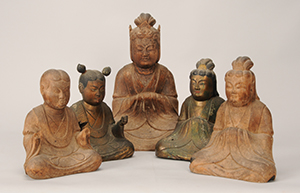 木製と銅製の丹生高野四社明神像（三谷薬師堂・個人蔵）